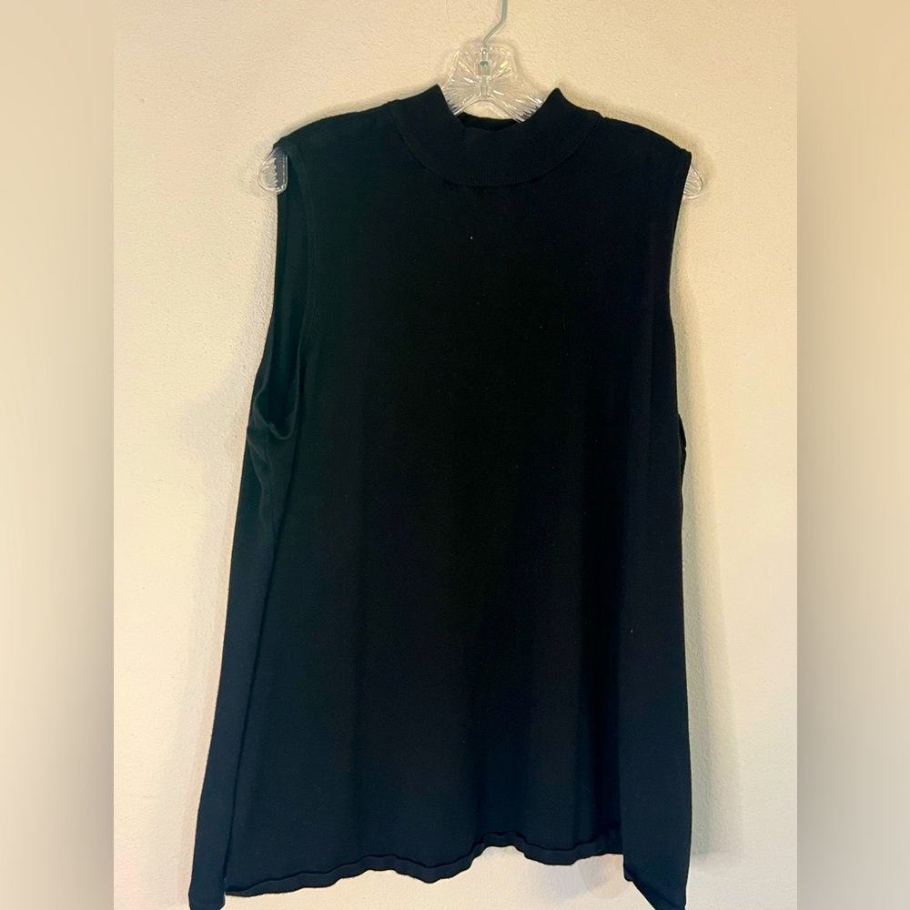 3X JM Collection Mock Neck Black Blouse